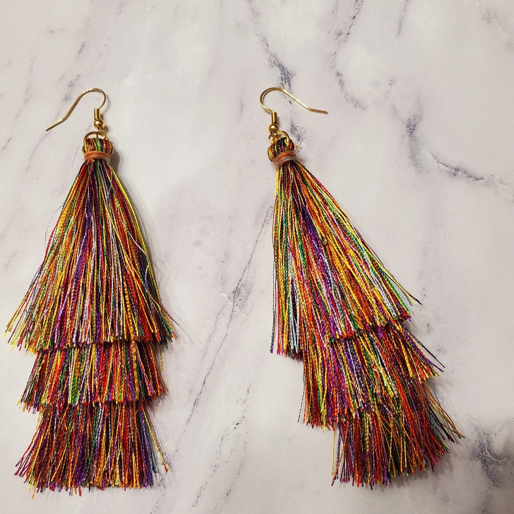 Multi-Colored Tassel Earrings
